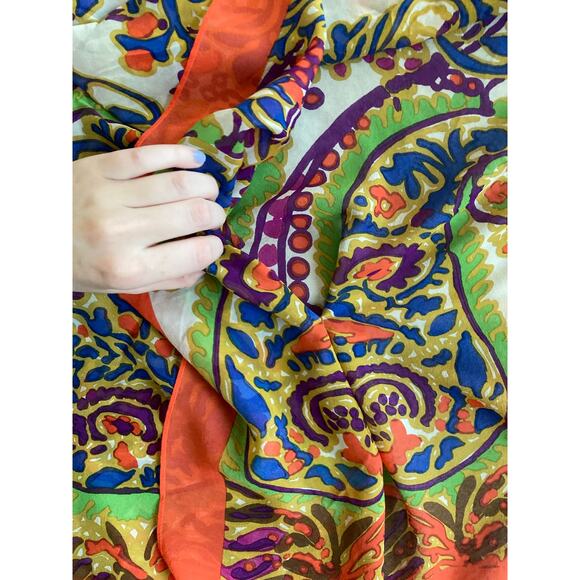 Talbots Poncho Sweater Top Small Silk Oversized Boho Art Colorful Beach Luxury - Picture 2 of 12